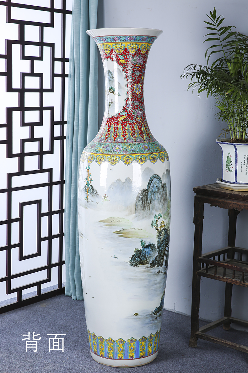 Jingdezhen ceramics landing a large vase has a long history in the hand draw pastel landscape sitting room adornment archaize furnishing articles