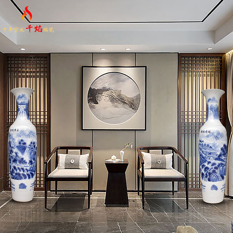 Jingdezhen ceramics hand - made large blue and white porcelain vase has a long history in the sitting room of Chinese style furnishing articles flower arranging gifts