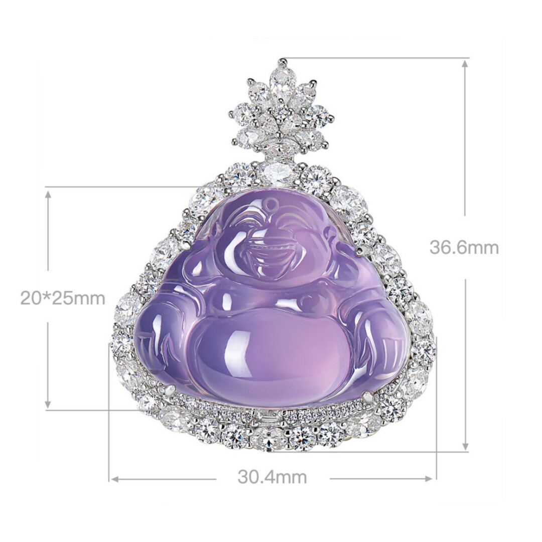 Серебряное ожерелье 新中式花头巴西紫玉髓围镶小佛公吊坠项链女925银镀金轻奢高级感