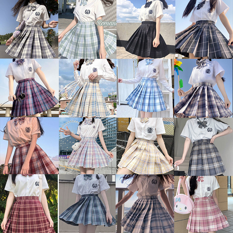 Jk Uniform Set Plaid Skirt for Women Original Authentic Full Set Pleated Skirt Student Basic Style Japanese School Style Half Skirt
