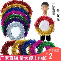 Ronde de soie ronde Toddler Bright Silk Hard Ring Toddler Early Playground Games Ouverture Handheld With Props Dance Wire Flower Ring Set