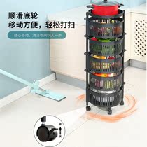 Kitchen rack free installation household multi-layer rotatable floor fruit and vegetable storage rack grocery storage shelf