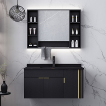 Modern light luxury bathroom Zhiyan board Bathroom cabinet Neng mirror cabinet washstand Bathroom sink washbasin cabinet combination