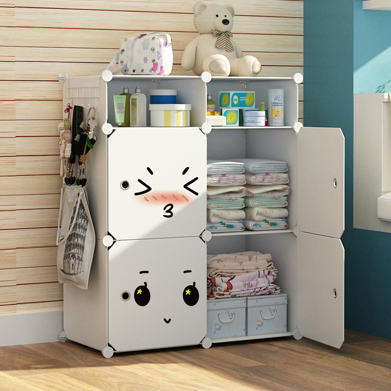 Small wardrobe simple single-person dorm children bedroom baby reception cabinet assembled mini folding assembly dwarf closet