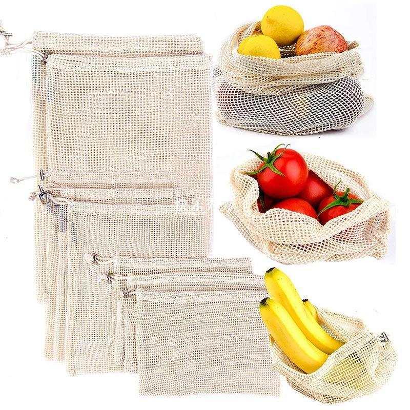reusable cotton vegetable bags home fruit and vegeta