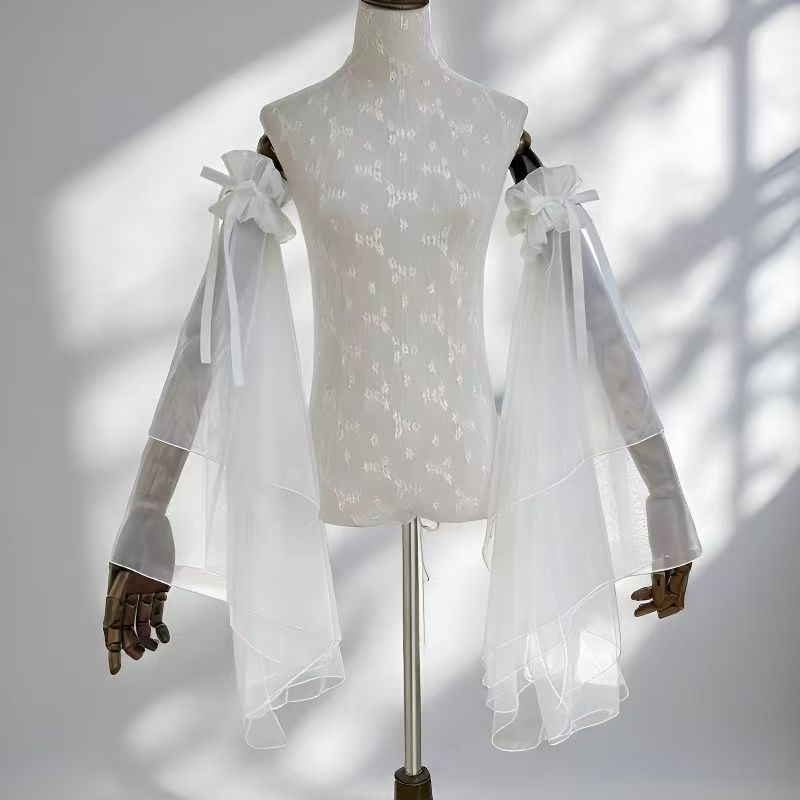 Lolita Soft Gauze Sleeves to Cover Arms, Dress Accessories, White Bell Sleeves, Clothing Sun Protection Fake Sleeves for Women
