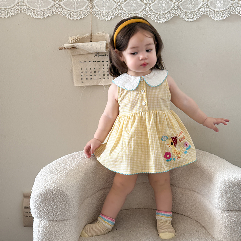 Baby Clothes Summer Thin Style 2026 New Girls' Class a Doll Collar Romper Jumpsuit Baby Onesie Princess Dress