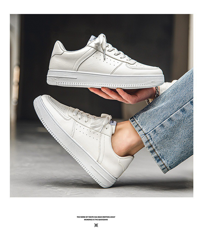 Men's Shoes 2026 New Spring Breathable Sports Casual Leather Shoes Youth Trendy Versatile Solid Color White Shoes