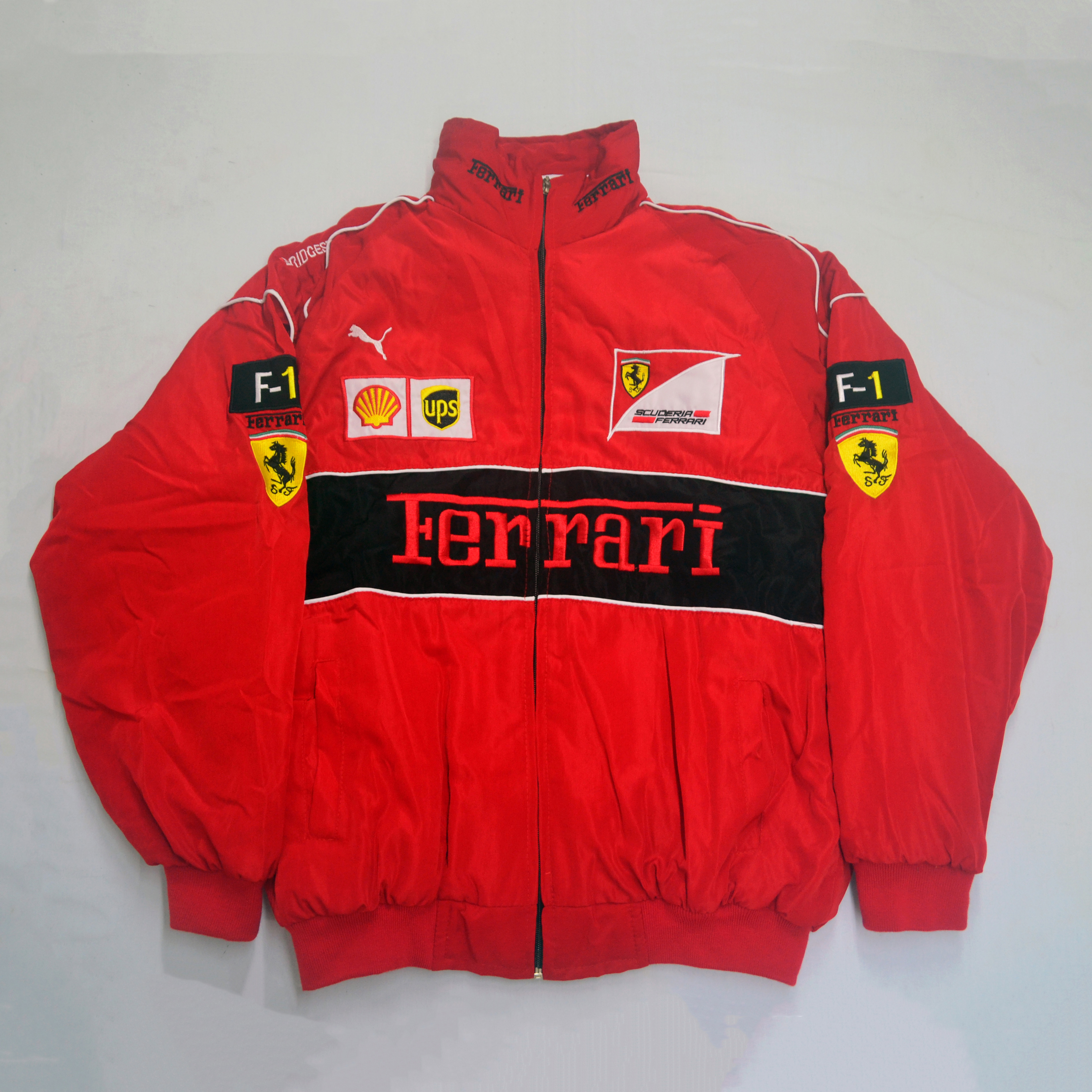 F1 racing suit fashion f1 personality wind ins wind European and American style full embroidery casual long-sleeved cotton suit A168