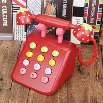 Wooden House simulation telephone toy childrens early education boys and girls landline 3-4-5-6-year-old baby North America