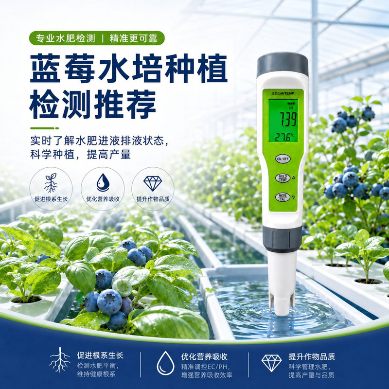 Blueberry Exhaust Water-Soluble Fertilizer Ec Value Test Pen Irrigation Well Water Nutrient Solution Concentration Salt Ph Tester