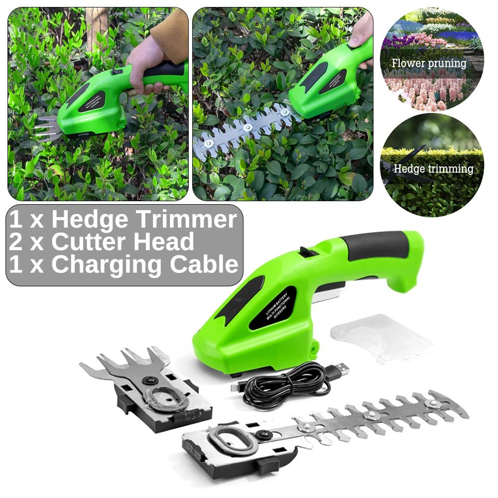 3 6V Garden Electric Trimmer Pruning Shears Lawn Hedge Recha