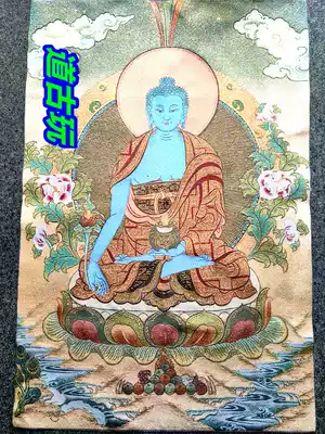 Medicine Buddha Tibetan Buddha Statue Religious Supplies Nepal Thangka Weaving Brocade Painting Silk Embroidery Portrait Canvas Strip