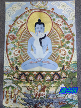Tibetan thangka Nepalese craft gold silk brocade painting silk embroidery Buddha statue hanging painting Tibetan Buddha Happy Buddha
