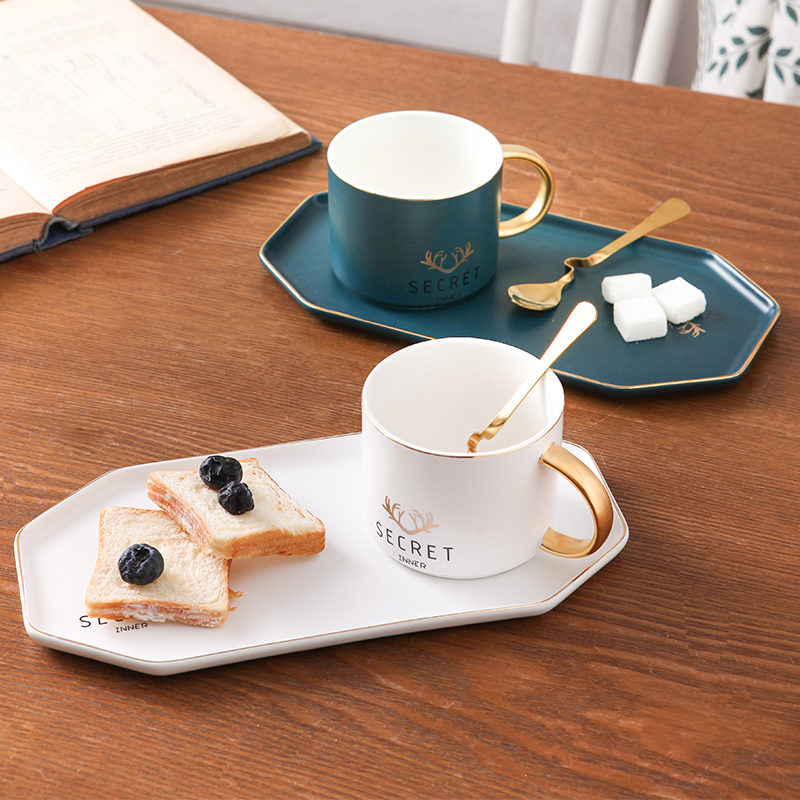E best la Nordic ins coffee cups and saucers small European - style key-2 luxury ceramic cup household contracted English afternoon tea set