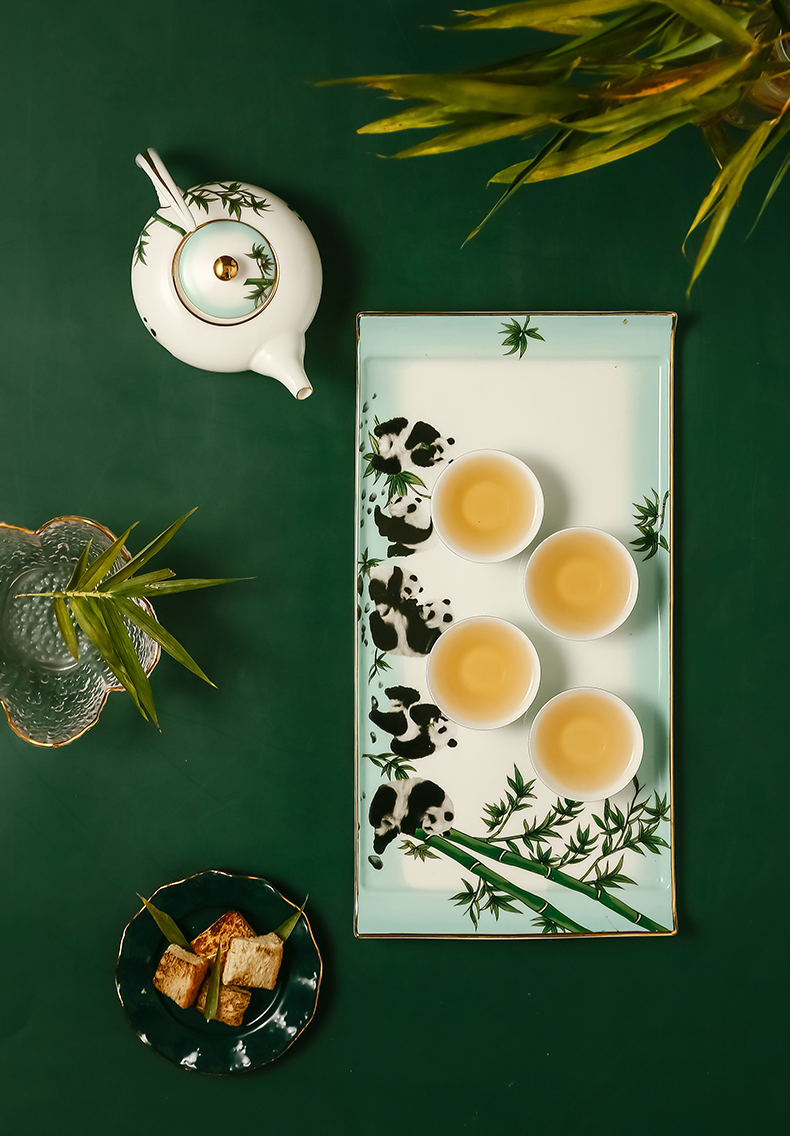 Ipads China kung fu tea set manually paint Chinese style household teapot tea sets tea tray in the living room