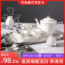 Water Cup household set ceramic living room Cup Cup Cup with tray water tool simple European light luxury tea cup kettle gift box