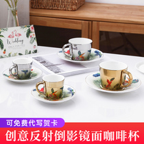 Mirror reflection Cup personality Net red ceramic coffee cup dish creative set Italian small luxury afternoon tea cup