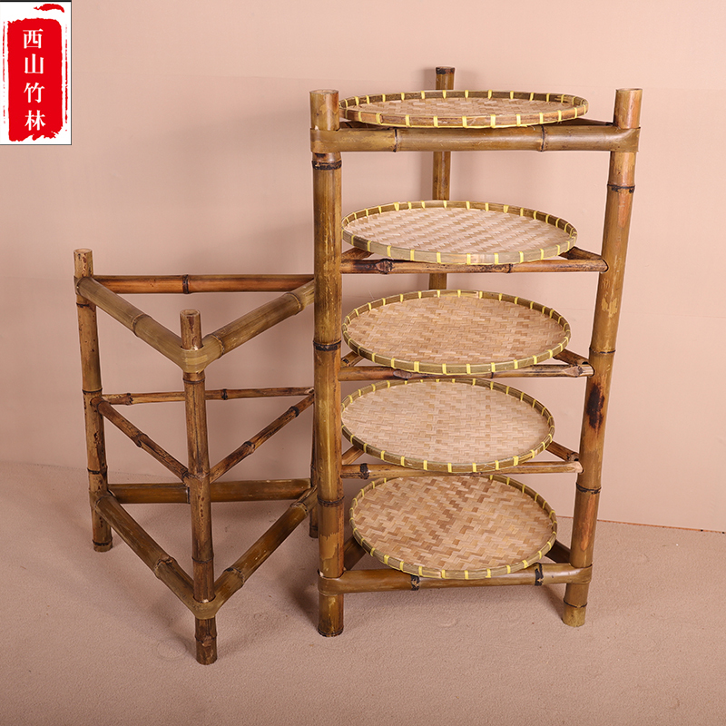 Handmade Bamboo Rack, Bamboo Basket Rack, Market Hot Pot Bamboo Multi-Layer Drying Rack, Storage Rack, Tripod Vegetable Rack Handmade Bamboo Rack, Bamboo Basket Rack, Market Hot Pot Bamboo Multi-Layer Drying Rack, Storage Rack, Tripod Vegetable Rack