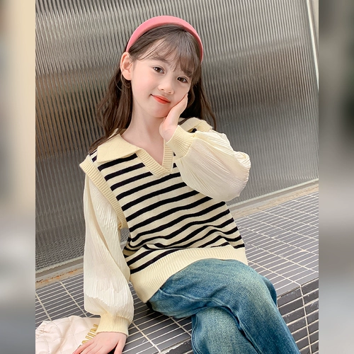 Демисезонный детский трикотажный свитер, в западном стиле, осенний