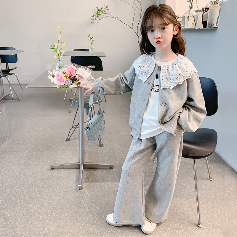 Girls' sports suit Spring and autumn models 2023 new foreign air children clothes children fall jacket little girl autumn clothes-Taobao