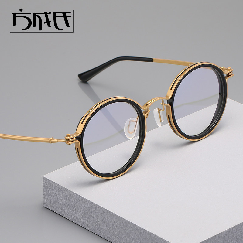 Sweeping black storm Sun Honglei Li Chengyang pure titanium designer myopia glasses retro green small round frame anti-blue light tide