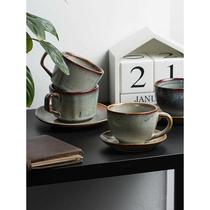 JIH3 kiln-turned coffee cup and saucer set mug retro office water cup Japanese breakfast cup ceramic drinking milk