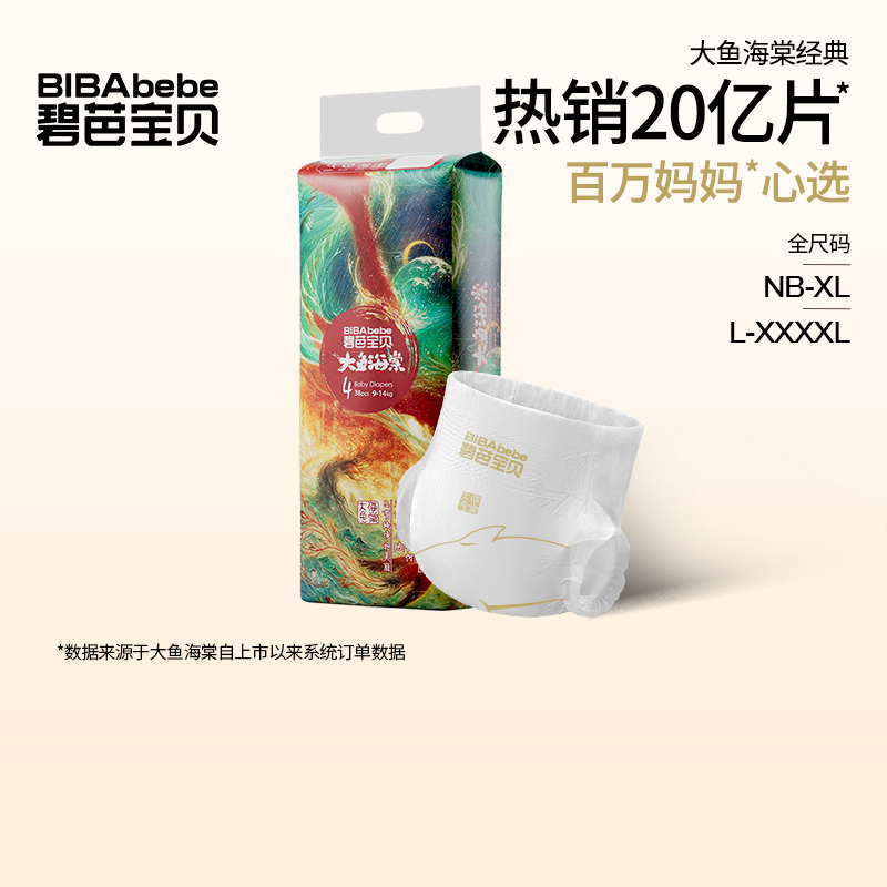 Biba Baby Big Fish Begonia Diapers Pants-Type Ultra-Thin Breathable Diapers Nb-4Xl Size