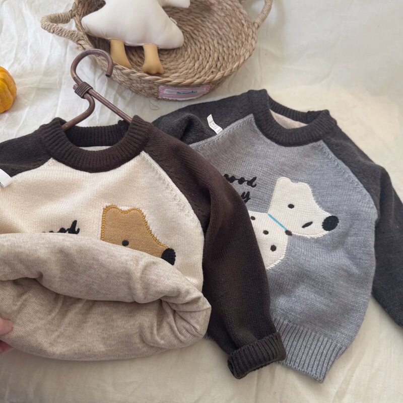 Boys' Sweater Autumn and Winter Children's Knit Thickened 2026 New Style Boys' Pullover Base Shirt Cartoon Trendy