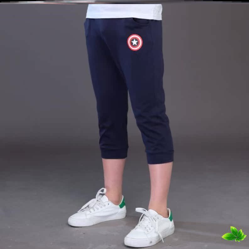 Trẻ em quần bảy điểm quần bé trai xu hướng thời trang childrens sweatpants mens đặt cộng với chất béo siêu lửa tăng đàn hồi mã.