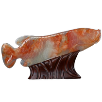 Afghan Red Flower Ice Jade Wealth Precious Gold Arowana Ornaments Opening Celebration High-end Gift Living Room Chinese Style Ornaments