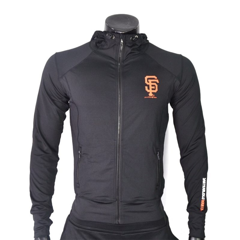 Baseball League Sports Jacket Men's Body Elastic Speed Dry Training Running Long Sleeve Laced Jacket Casual Lianhood