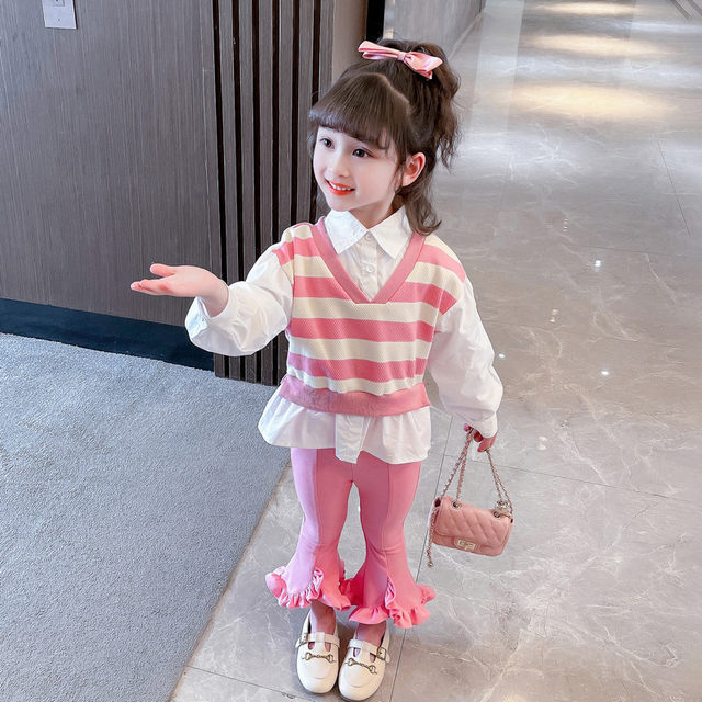 Girls' clothing fashion suit foreign style spring clothing 2023 new children's spring and autumn children's internet celebrity baby girl two-piece suit trendy