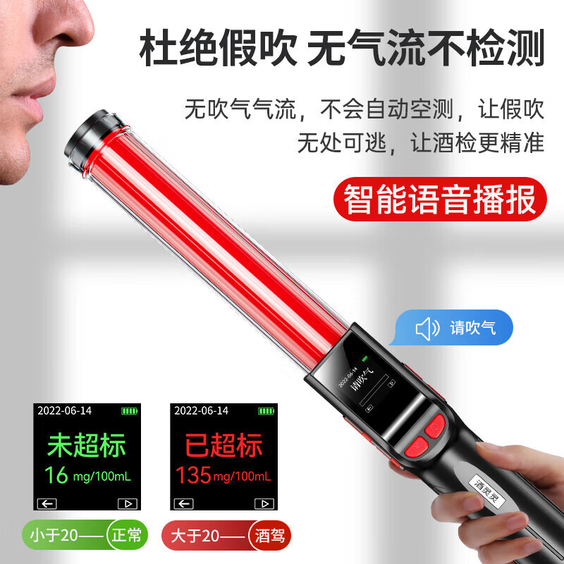 Zhaowei Jiu Ling Ling No. 3 Alcohol Tester with Voice Broadcast, Special Air Blowing Type Alcohol Detector for Drunk Driving Detection
