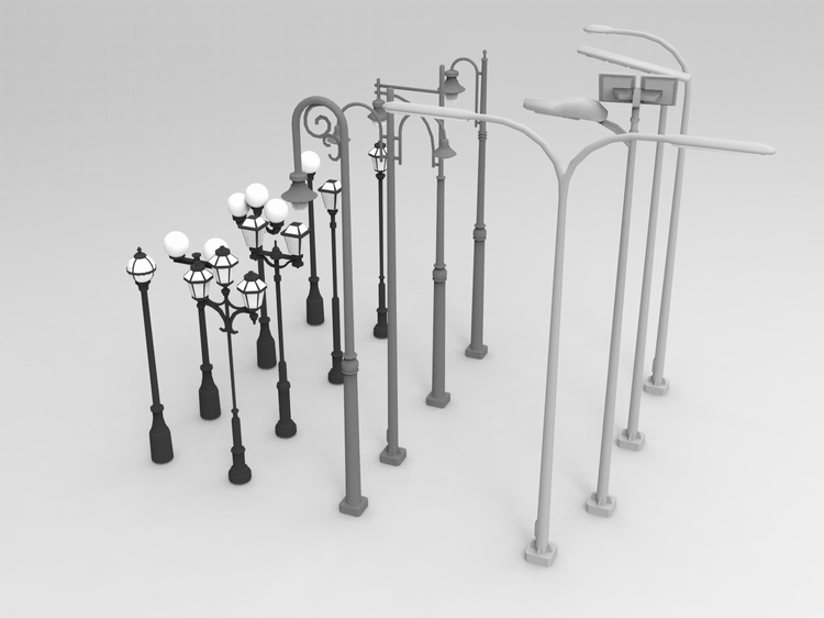 图片[2]-C4D户外现代古典装饰风格路灯FBX公共设施STL设计素材OBJ模型文件-cg男孩