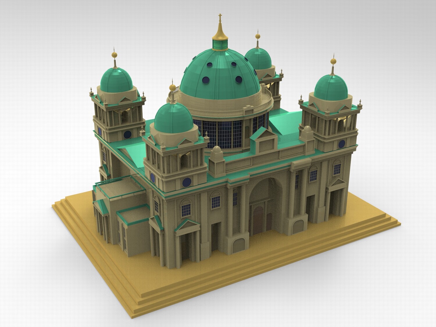 图片[2]-C4D卡通文艺建筑FBX柏林教堂STL圆顶房屋OBJ素材Blender模型素材-cg男孩