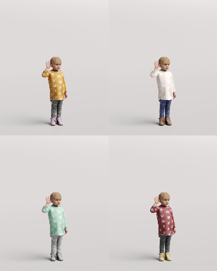 图片[8]-C4D欧美儿童FBX小孩STL人物角色OBJ妇女三维模型Blender素材Maya-cg男孩