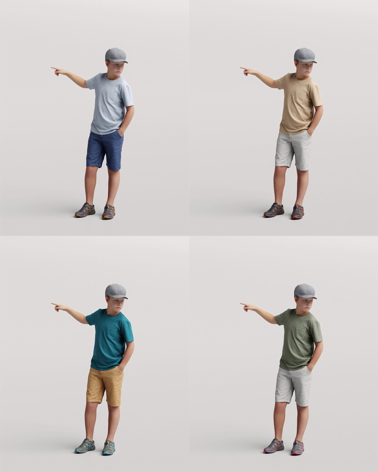 图片[11]-C4D欧美儿童FBX小孩STL人物角色OBJ妇女三维模型Blender素材Maya-cg男孩
