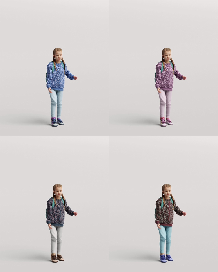 图片[19]-C4D欧美儿童FBX小孩STL人物角色OBJ妇女三维模型Blender素材Maya-cg男孩