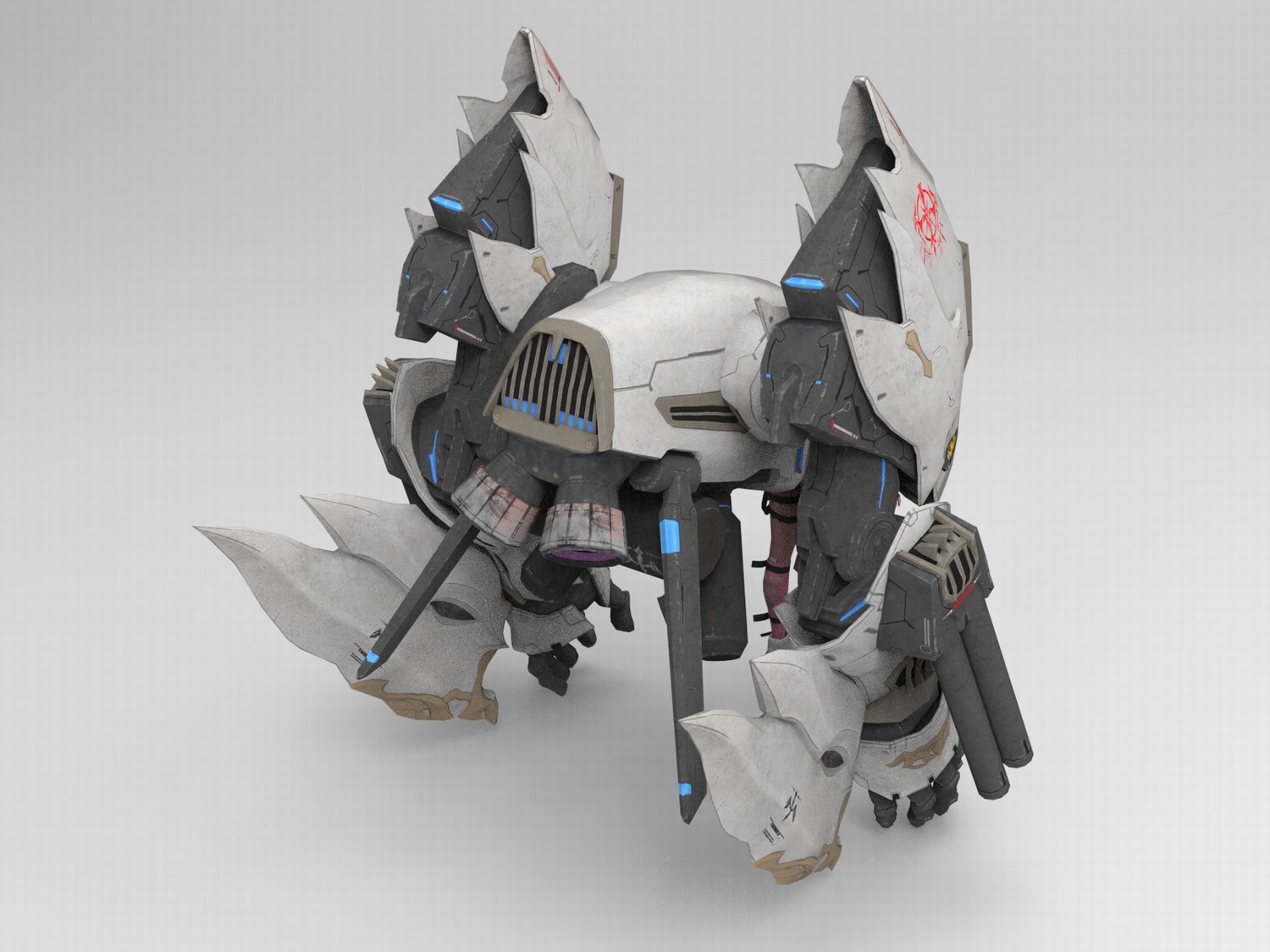 图片[2]-C4D低面卡通机甲少女FBX科幻场景OBJ机械装甲Blender模型Maya素材-cg男孩