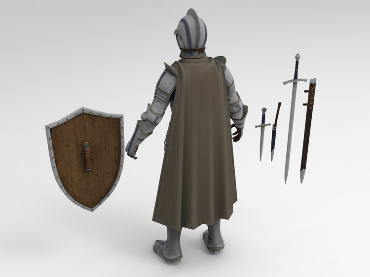 图片[2]-C4D中世纪3D盔甲FBX骑士铠甲STL盾牌OBJ宝剑Blender武器unity模型-cg男孩