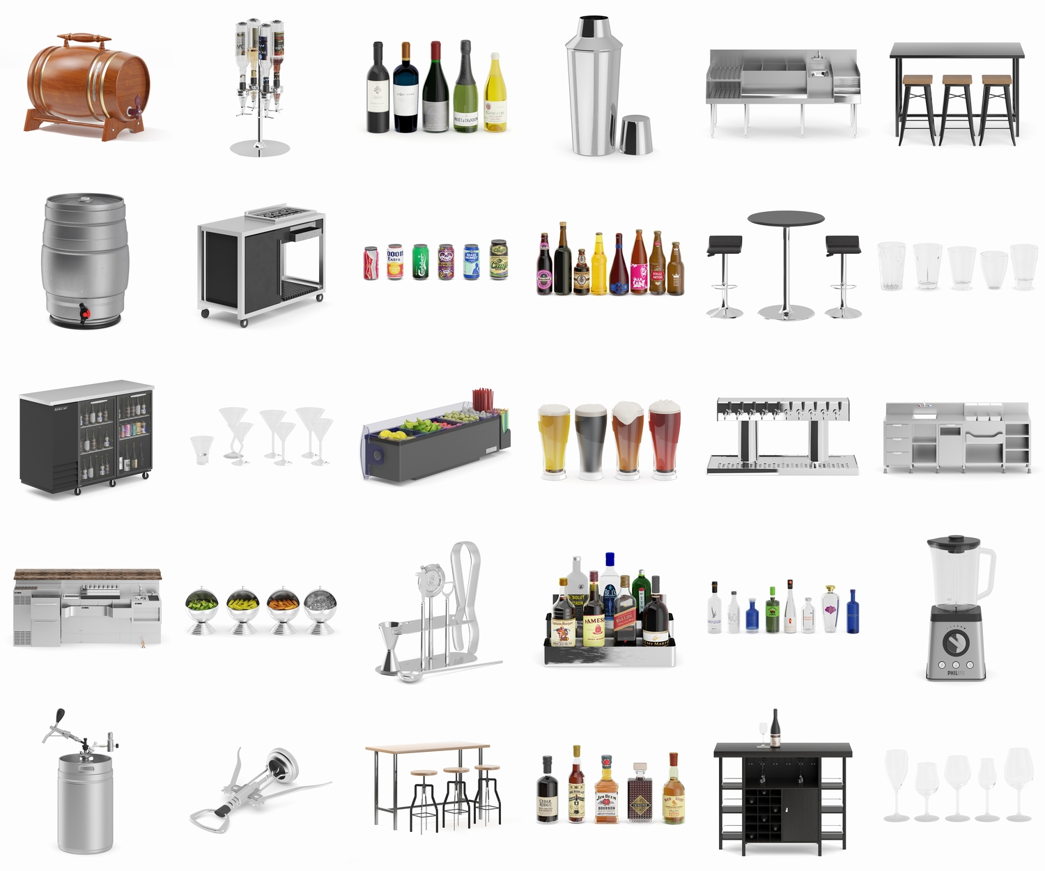 图片[3]-C4D高脚杯FBX啤酒瓶STL搅拌机OBJ吧椅冷藏展示柜红酒开瓶器3D模型-cg男孩