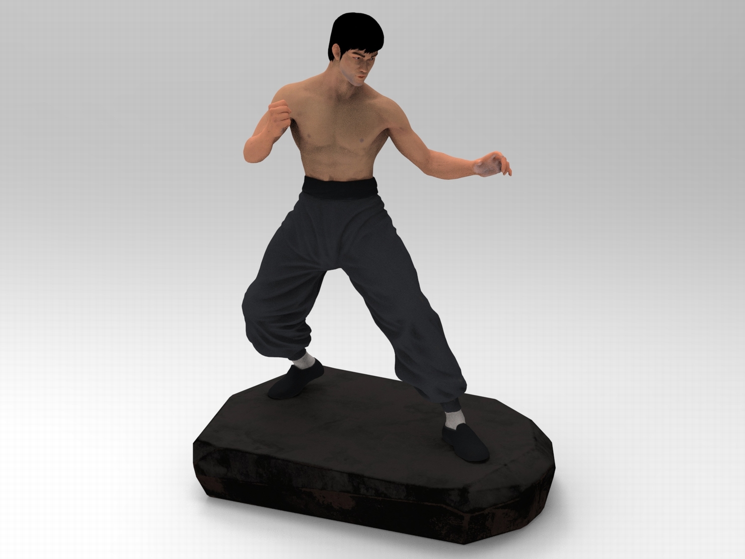 C4D功夫明星FBX摆件雕像STL李小龙人物OBJ塑像Blender素材ZBrush-cg男孩