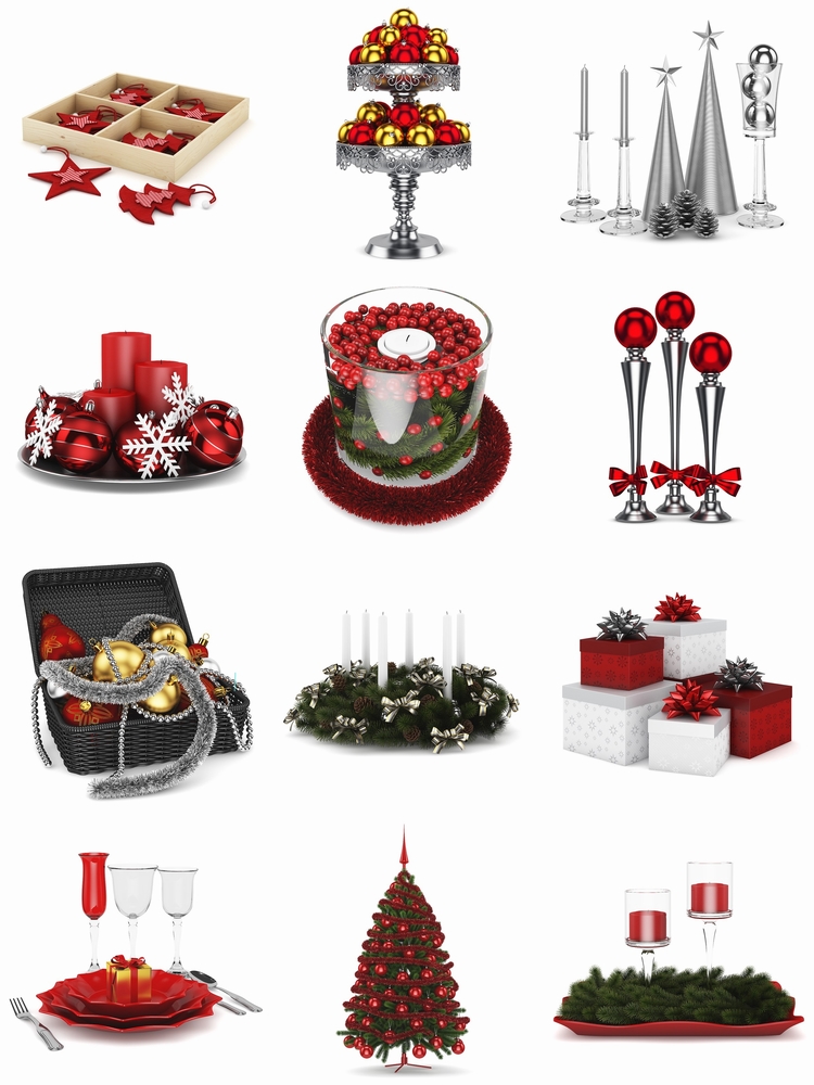 C4D圣诞树FBX花环STL蜡烛OBJ礼盒Blender铃铛装饰品酒杯模型素材-cg男孩