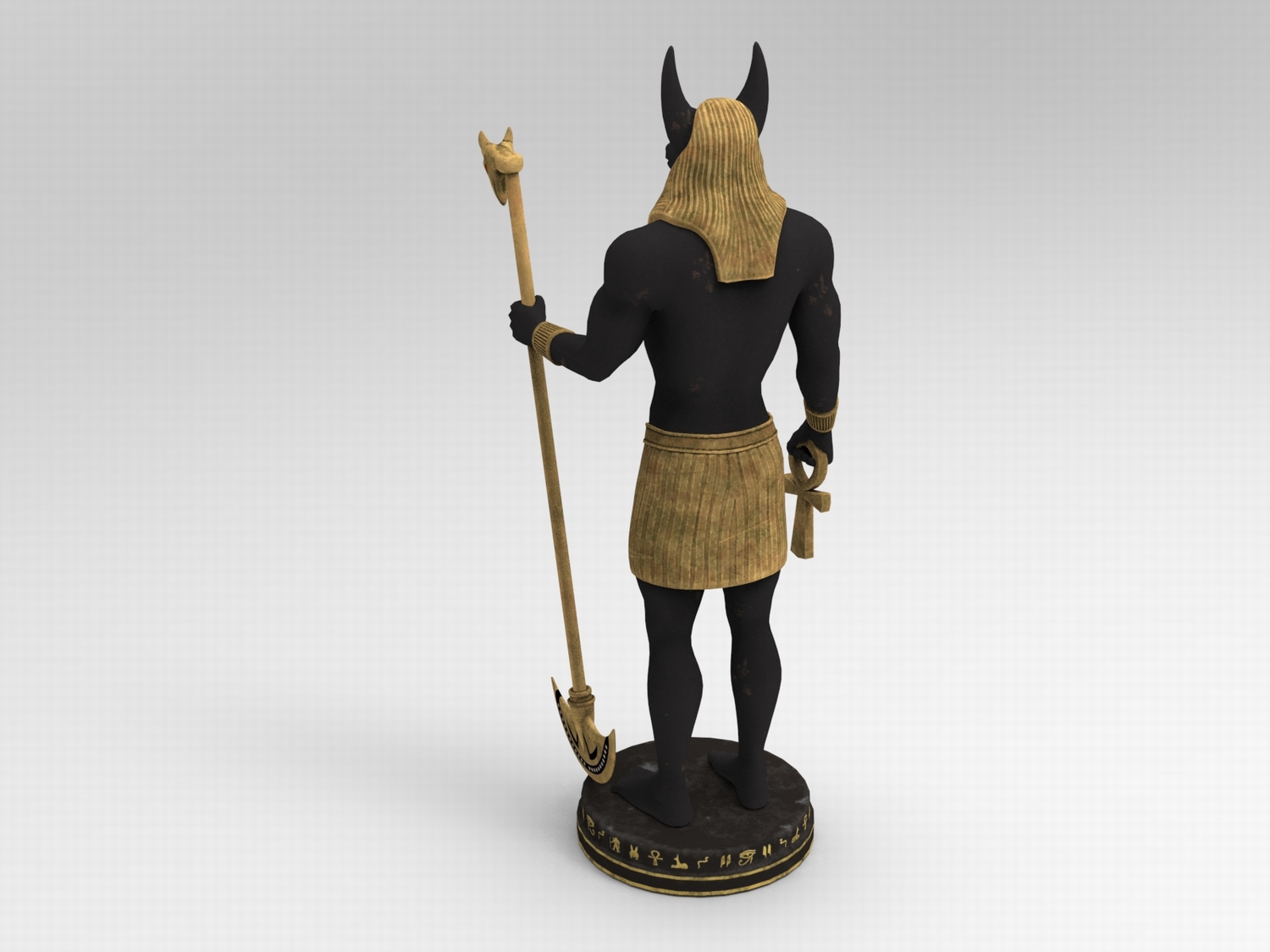 图片[2]-C4D古埃及神话FBX阿努比斯STL神祇OBJ胡狼头人身Blender雕像权杖-cg男孩