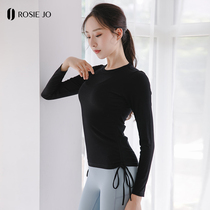 ROSIEJO yoga long sleeve blouse sport tight training fitness workout hood Sweatshirt lacing sportswear