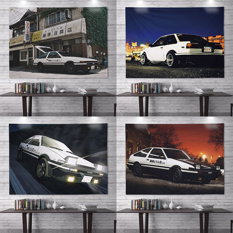 Head text D Movie hangar Day style car Drift racing background wall cloth Student Dormitory Bedside Decorum Busins