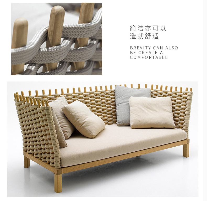 Bắc Âu phong cách tối giản mây ban công sân vườn ngoài trời giải trí sofa ngoài trời kết hợp nội thất phòng khách - Đồ gỗ ngoài trời bàn ghế ngoài trời hòa phát