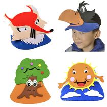 Crow drinking water props fox and crow headdress cartoon animal hat headgear kindergarten textbook play performance