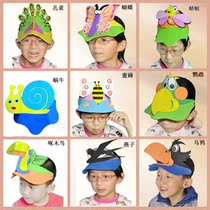 Animal headdress peacock butterfly dragonfly snail bee parrot swallow hat childrens performance crow drinking water props